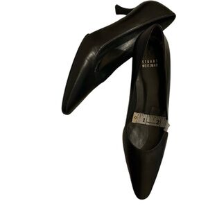 COPY - Stuart Weitzman Black Leather Lamb Narrow 8.5M Heels